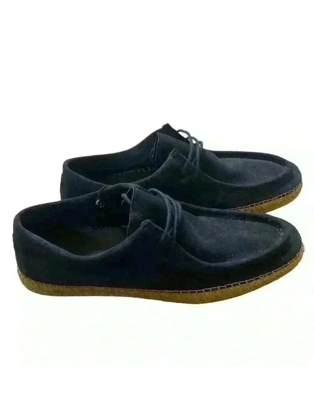 Massimo Dutti suede loafers lace up‎ espadrilles navy men Sz 12 NWT